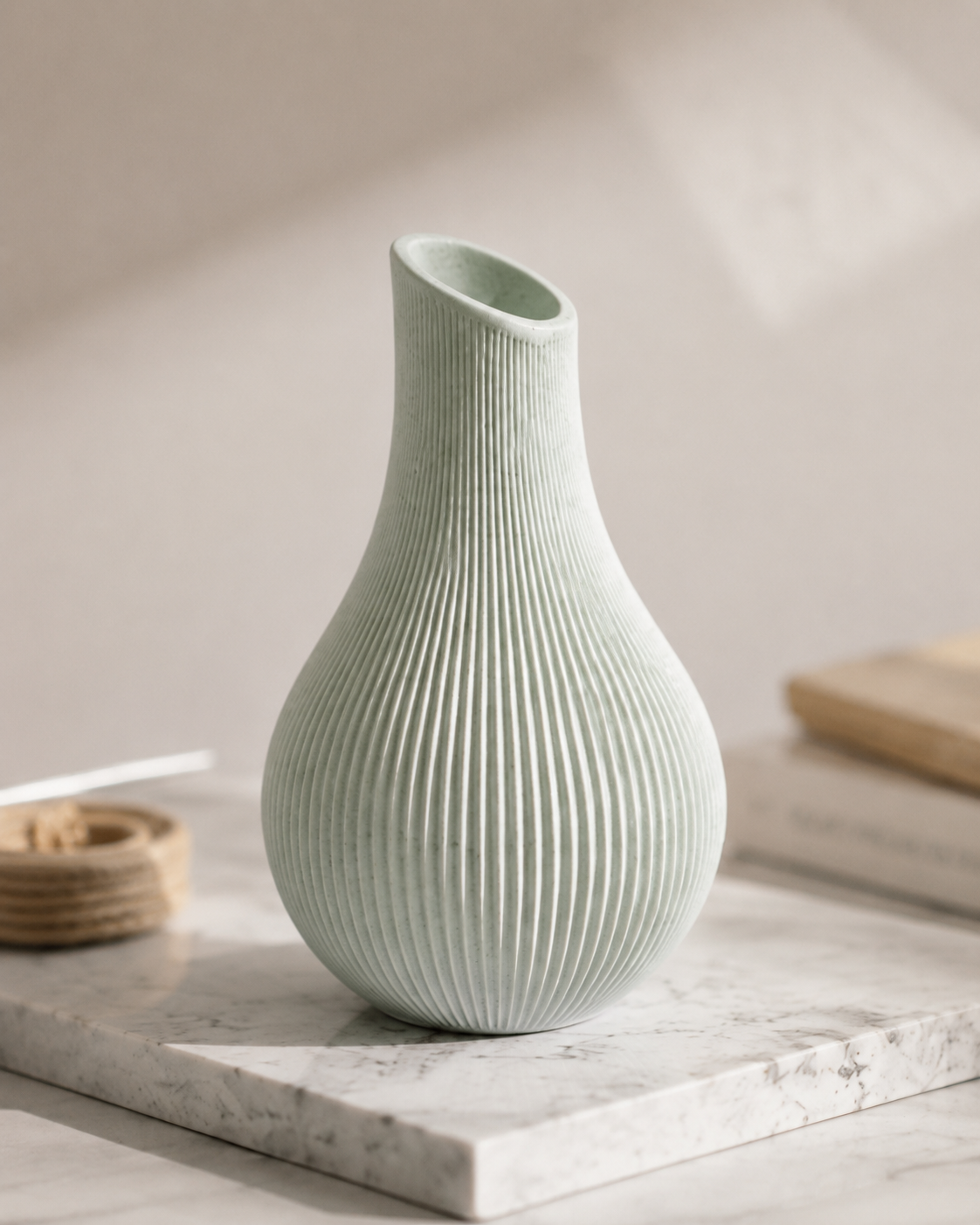 Ribbed Ceramic-Look Vase