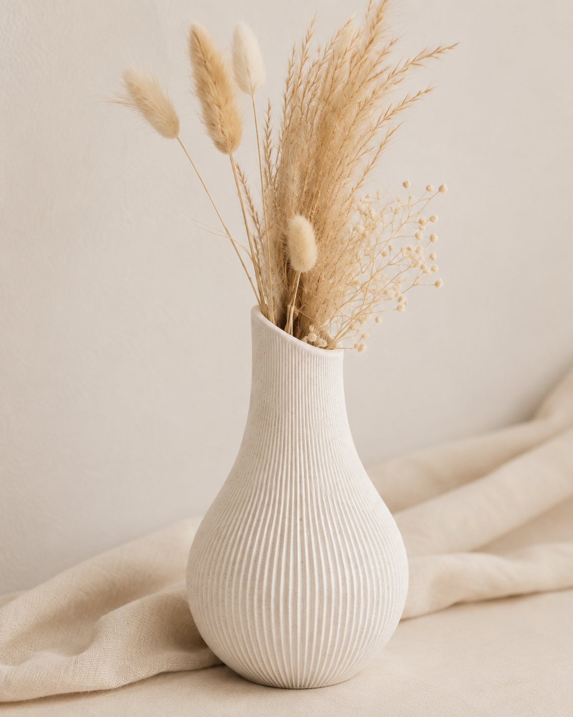 Ribbed Ceramic-Look Vase